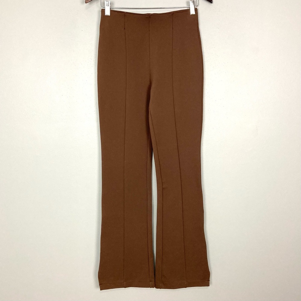 Abercrombie & Fitch Ponte Knit Bootcut Pants Women’s Size S Side Slit Hem Brown